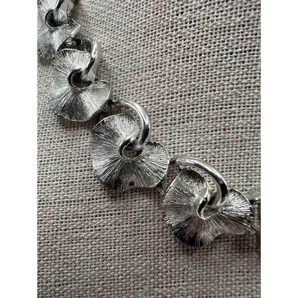 Vintage‎ Lisner Silver Tone Necklace Textured Link Choker Adjustable 13-16
